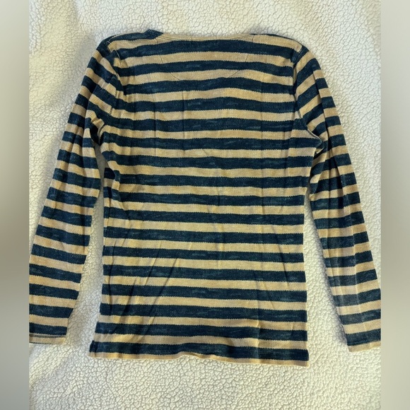 Ralph Lauren stripes navy beige with tie long sleeves top - Picture 2 of 10